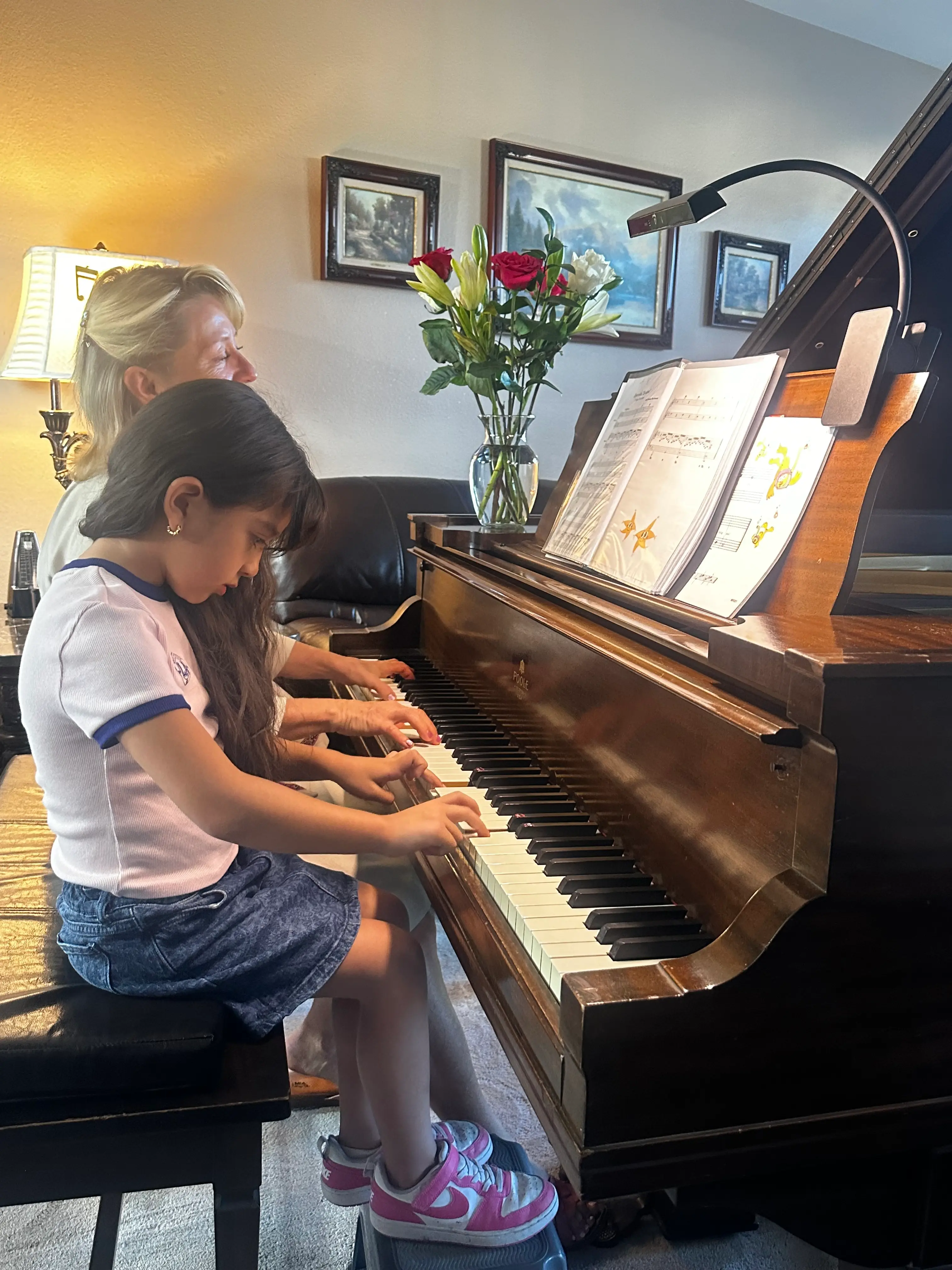student by piano